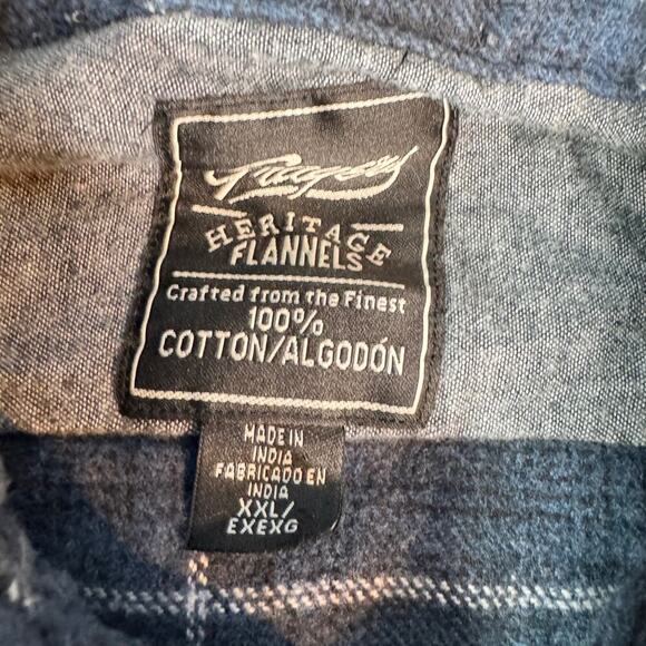 Grayers Heritage Flannels Mens XXL Heavy Cotton Button Up Shirt Blue Black Plaid - Picture 4 of 6